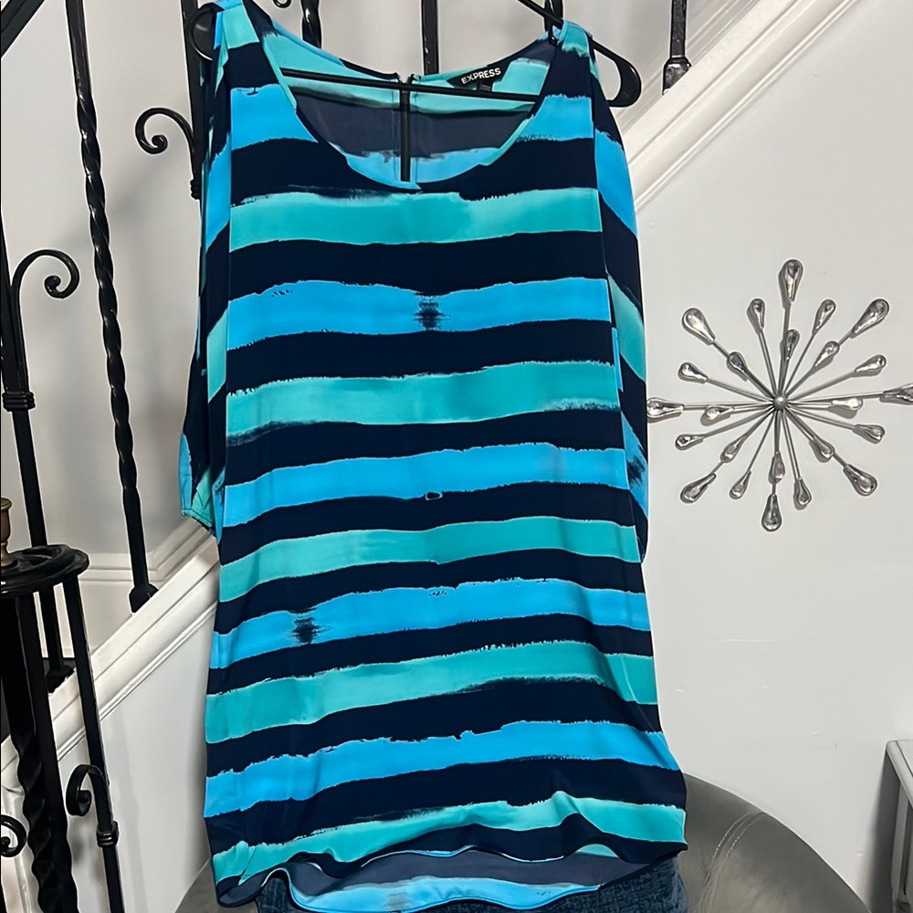 Express Blue Cold Shoulder Mini Dress